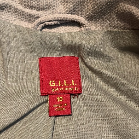 NWOT G.I.L.I. Cloud Open Front Tonal Printed Leather Jacket with Pockets Size 10 - Picture 9 of 14